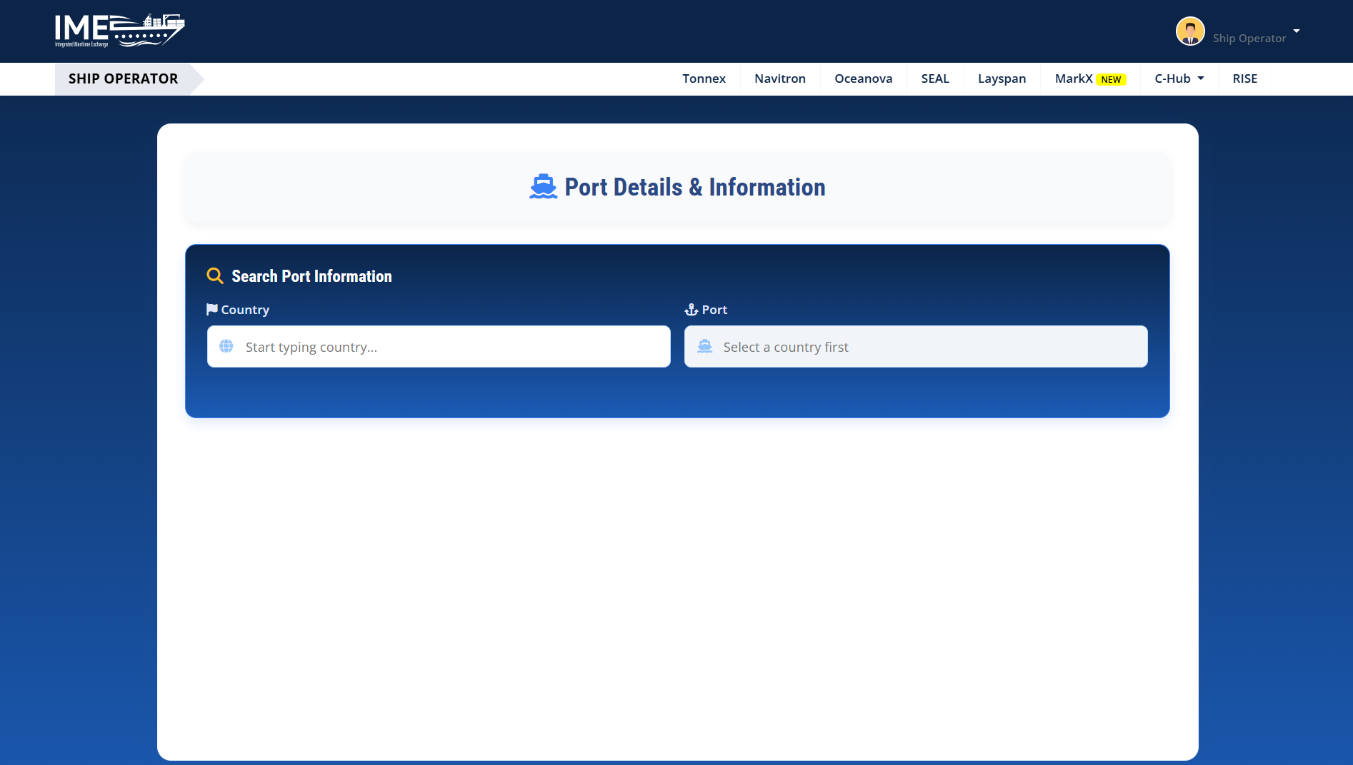 C-Hub port search — search port information by country and port